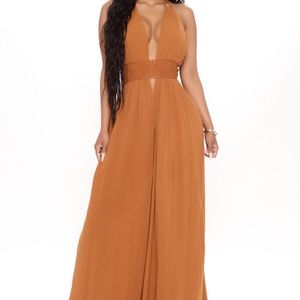 Orange Open Back Jumpsuit